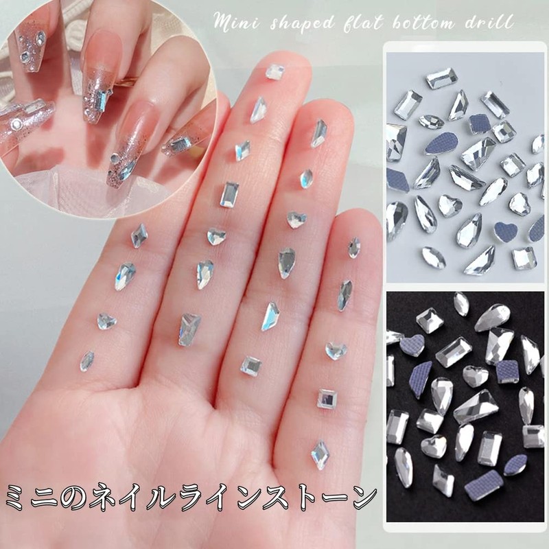 Chisafly Rhinestones, Nail Parts for Nails, 3D, Assortment, White, Sparkling,