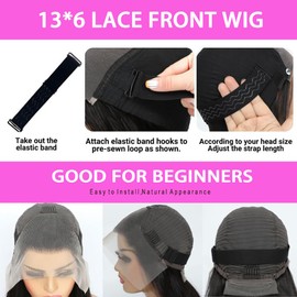 Jinhongze Kinky Straight Wig 13x6 Lace Front Wigs Human Hair 24 Inch Yaki Straight Human Hair Wig 180% Density Lace Front Wigs for Black Women