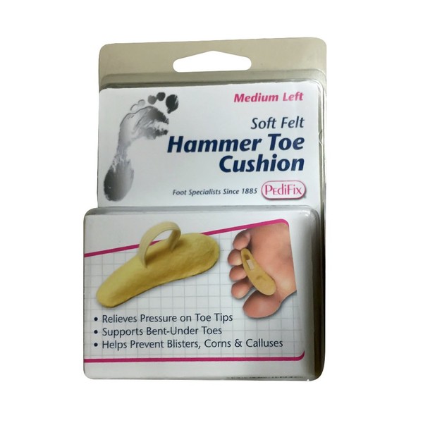 Pedifix Soft Felt Hammer Toe Cushion - Medium, Left