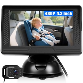 CAMECHO Headrest Baby Monitor with 4.3" IPS Screen, HD 480P, Night Vision & Wide-Angle Lens – for Car Backseat Safety, Low Blue Light