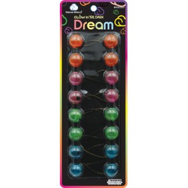 Dream World Glow In The Dark Ponytail Holder 20 MM Bead Assorted Colors #3 8 Piece Pack