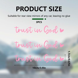 3PCS Trust in God Rearview Mirror Decal, Waterproof Vinyl Sticker, Auto Stickers and Decals, Car Accessories for Women, Suitable for Motorcycle Car Truck SUVs Mirror (Pink)
