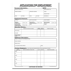 Cherry Applications for Employment, 50 Applications/Pack, 8.27 x 11.69 Inches