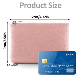 TIESOME 2 x Lychee Pattern Coin Purse, PU Zip Coin Purse, Portable Coin Purse, Mini Change Wallet for Women, Coin Compartment, Mini Money, Black-pink, Casual