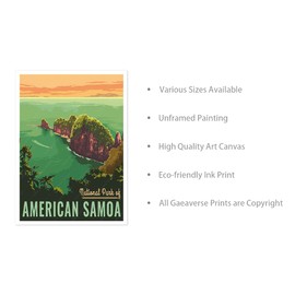 National Park of American Samoa Vintage Posters U.S. National Parks Americana Home Decor Wall Painting for Living Room Wall Stickers Home Decoration (12X18 inch)