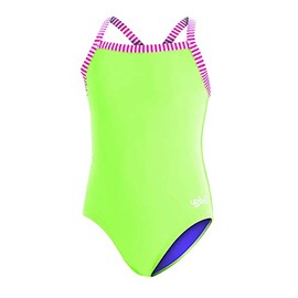 Dolfin Uglies Girls' One Piece Swimsuit - Criss-Cross Straps (Green, 8)