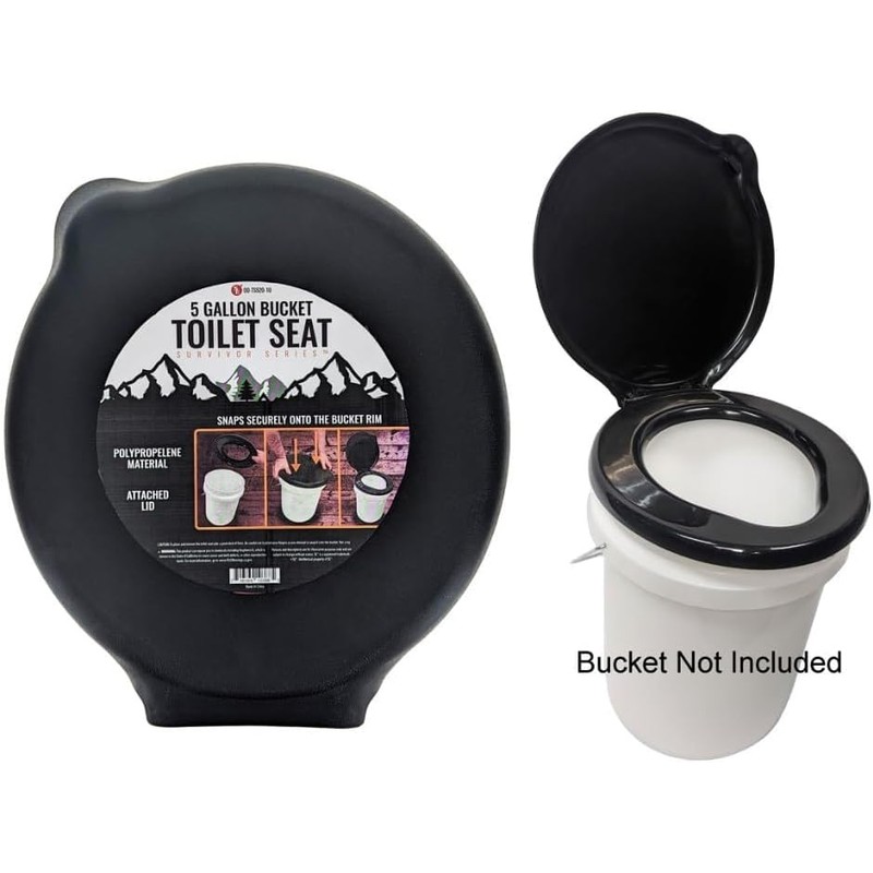 SE Portable Black Plastic Toilet Seat Lids, Fits a 5