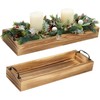LotFancy Wooden Decorative Tray, Set of 2, Brown Long Rustic