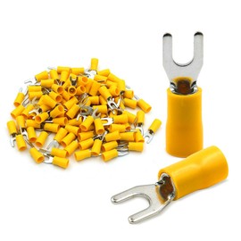 Baomain Insulated Fork Spade Wire Connector Electrical Crimp Terminal SV5.5-4 12-10 AWG (4-6 mmq) USA Screw #8 (100PCS)