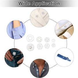 Plastic Snap Fasteners Duvet Press Studs 100 Set for Clothing Snap Button Clear Sew on Fastener Invisible Button for DIY Clothes Purse Handbag Craft Supplies