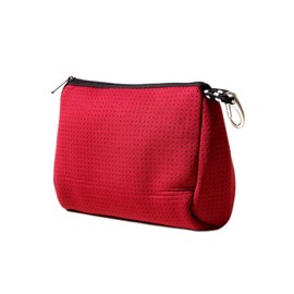 POPUPS Large Makeup Bag with Zipper, Burgundy- Waterproof Neoprene Cosmetic Bag 7.7 x 10.75 x 5 inches