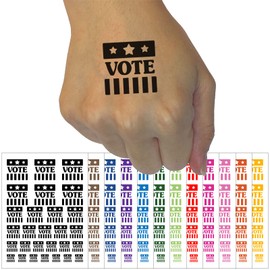 Vote Stars and Stripes Voting Patriotic Temporary Tattoo Water Resistant Fake Body Art Set Collection - Purple (One Sheet)