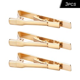 Roctee Gold Tone Tie Clips for Men, 3 Pack Classic Style Mens Necktie Tie Bar, Simple Ties Clips Clasps Pinch Bars Pins Clips for Regular Ties Best Xmas Father Boyfriend Gifts