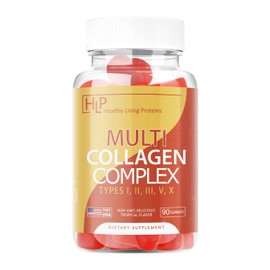 Healthy Living Proteins | Multi Hydrolyzed Collagen Complex Peptides Type I,II, III,V & X | Pure Organic Proteins, Grass Fed| Keto, Amino Acids | Collagen Gummies (90 Count)