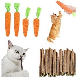 YBGGJO Cat Teeth Branches (30 Pieces) Branches, Natural, Additive-free, Carrot Toy (4 Pieces), Cute, Cat Toy, Cat Chew Toy, Cat Chew Toy, Excited Cats, Cat Play Toy, Prevents Lack of Exercise,