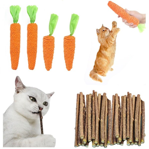 YBGGJO Cat Teeth Branches (30 Pieces) Branches, Natural, Additive-free, Carrot