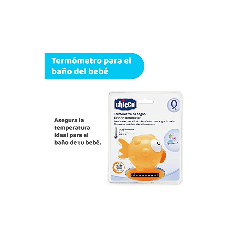 CHICCO, Termómetro para Baño, Pez, Color Naranja