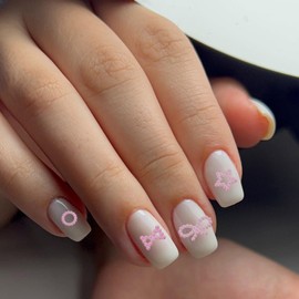 Baluue Kawaii Nail Art Charms Manicure Gems and Nail Charms for Decor French Bowknot Heart Star and Moon Designs for Women and Girls