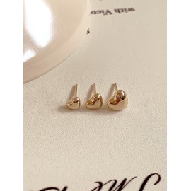 10k mini chubby heart earrings 3 sizes simple gold L size (each) / 10k 미니 통통 하트 귀걸이 3size 심플한 금 L size (낱개)
