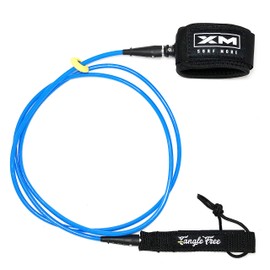 XM SURF MORE Comp 5ft Surfboard Leash with Tangle Free Upgrade, Cord Thickness (.220in), Key Pocket, Unbreakable Swivels, Detachable Railsaver, Made in USA
