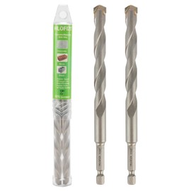 HLOFIZI 7/16'' x 6'' Long Masonry Drill Bits 7/16 inch Concrete Drill Bits Hammer Drill Bit, for Cement, Brick, Stone, Block, Stucco Wall, 2 Pack, Hex Shank