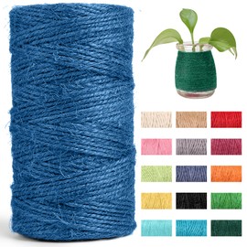 JeogYong Jute Twine String 2mm 328 feet Thick 3-Ply Natural Jute Rope Hemp Twine for Crafts Gift Wrapping Packing Gardening Wedding and Christmas Decorations (Dark Blue)