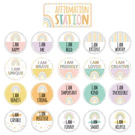 Affirmation Station Classroom Bulletin Board Set, Positive Pastel Classroom Decor for Growth Mindset Bulletin Board Set Affirmation Mirror for Teacher Welcome Back to School Classroom Door Wall Decor