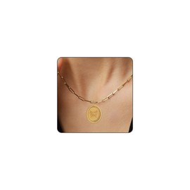 SLOONG 14K Gold Plated Butterfly Pendant Necklace Hidden Message Necklace Spread Your Wings Delicate Gift for Women Adult