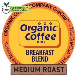 Organic Coffee Co. OneCUP Breakfast Blend 12 Ct Medium Light Roast Compostable Coffee Pods, K Cup Compatible including Keurig 2.0