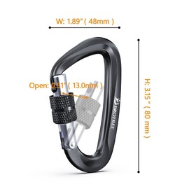 BROTREE Locking Carabiner Clips 12KN (1200 kg) Heavy Duty Carabiners for Hammock, Camping, Hiking, Backpack and More (2 or 4 Packs)
