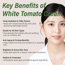 BICHE Dermatologist Formulated White Tomato Cream with Niacinamide, Tranexamic Acid, Glutathione Face Cream 50ml - Anti-Aging, Dark Spot Corrector, 100hrs Deep Hydration