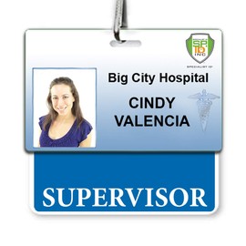 Supervisor Badge Buddy - Heavy Duty Horizontal Badge Buddies for Supervisors - Spill & Tear Proof Cards - 2 Sided USA Printed Quick Role Identifier ID Tag Backer by Specialist ID (Blue)