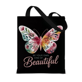 QYCFDXD Floral and Butterfly Print Canvas Tote Bag for Women,Sturdy Cloth Cotton Totes Bag with Butterfly Pattern Shoulder
