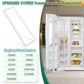 UPGRADED 2159082 Refrigerator Freezer Door Gasket Replacement Compatible with Whirlpool, Kenmore, KitchenAid Refrigerator Parts Replaces 2171186, 2181894, 2196242, 2221314, 2309533 Freezer Door Seal