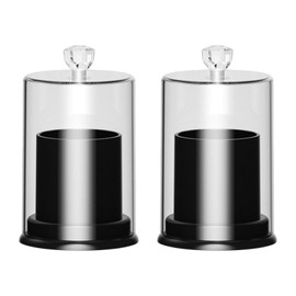 Amagogo 2x Cotton Swab Holders,Cotton Swab Ball Holders,Transparent,Cotton Swab Cosmetic Boxes,for Cotton Balls, Swabs, Rounds,floss, Black