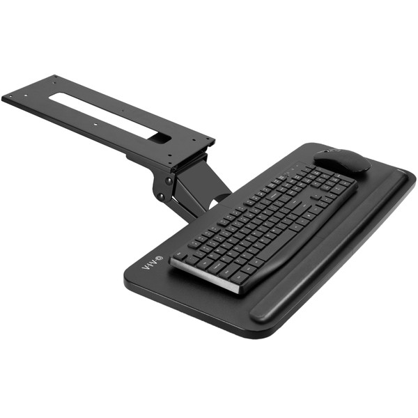 VIVO Adjustable Computer Keyboard & Mouse Platform Tray Ergonomic Under Table Desk Mount Drawer Underdesk Shelf (MOUNT-KB03B)