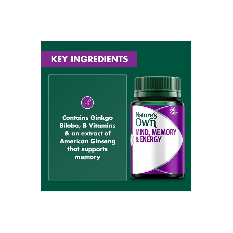 Nature's Own Mind Memory & Energy 50 Tablets