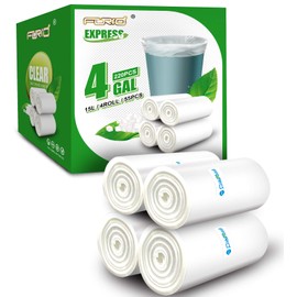 Clear Small Trash Bags 4 Gallon Garbage Bags FORID Wastebasket Bin Liners 220 Count Plastic Trash Bags for Bathroom Bedroom Office Trash Can 15 Liters