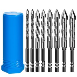 8 Pack Masonry Drill Bit Set Twist Drill Bit Concrete Dry Eccentric Drill Bit for Wood, Glass, Metal, Plastic, Hexagonal Handle Universal