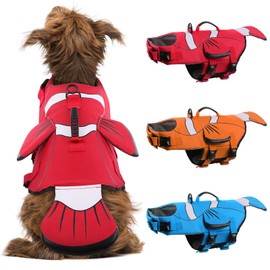 DENTRUN Dog Life Jacket Safety Vests for Swimming, Adjustable Puppy Pool Lake Floats Coat High Visibility Superior Floatation & Rescue Handle, Clownfish Shape Water Vest for Small Medium Large Dog