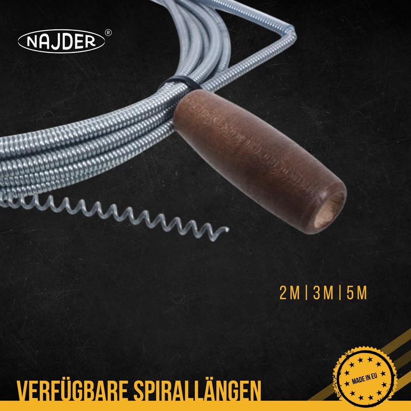 NAJDER Pipe Cleaning Spiral for Sewerage – Diameter 5 mm
