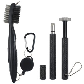 VIPMOON Golf Cleaning Tool Set, Iron Brush, Golf Club, Groove Sharpener, Golf Clubs, Clean, Maintenance Supplies, Carabiner, Portable, Lightweight, Multi-Purpose, For Files, Grooves, Wedge U & V