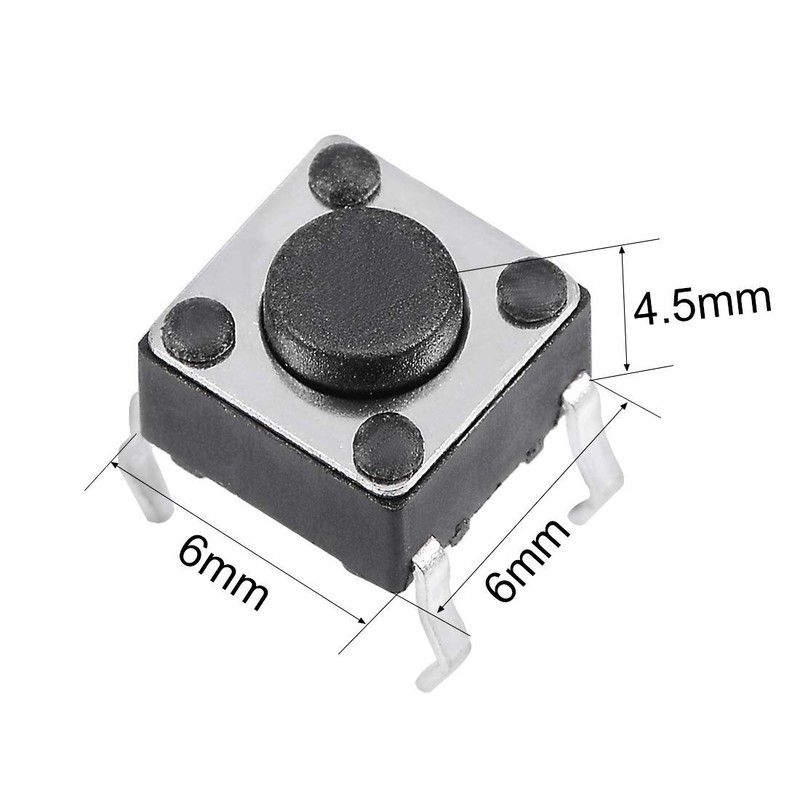Youmile 100PACK Tact Button Switch 6x6x4.5mm 4Pin DIP Micro Panel