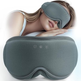 MUSICOZY Sleep Mask with Headphones | 100% Shade 3D Sleep Headphones Sleep Mask Bluetooth Soft Eye Mask Made of Organic Bamboo Cotton for Travel, Relaxing | Bluetooth 5.4 Sleep Headphones