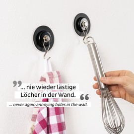 Silwy® Magnetic Hook The One Including Metal Nano Gel Pad in 7.5 cm Black - No More Drilling or Screwing - Flexible Use