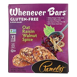 Pamela's Products Whenever Bars Oat Raisin Walnut Spice, 1.41-ounce Bars, 5 Bars per Box, Pack of 6 Boxes (Total 30 Bars)