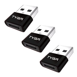TYGA STORE USB Type C Female to USB Type A Male Adapter 2.0, Sync, Transfer, Charge, Plug & Play (3, Black)