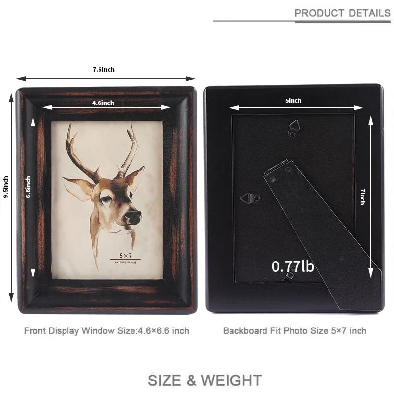 icheesday Rustic Picture Frame 5x7,Table Top or Wall Hanging Photo