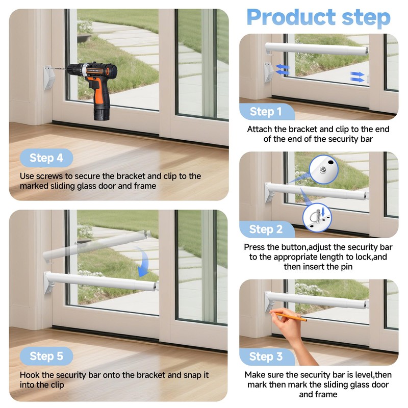LStoneOS Sliding Glass Pet Door Security Bar,Adjustable Sliding Door Safety