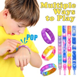 40PCS Pop Fidget Bracelets Toys,Party Favors,Bubble Bracelets,Stress Anxiety Relief Sensory Toys for Kids Adults ADHD ADD Autism,Classroom Exchange Gifts,Birthday Gifts,Game Prizes
